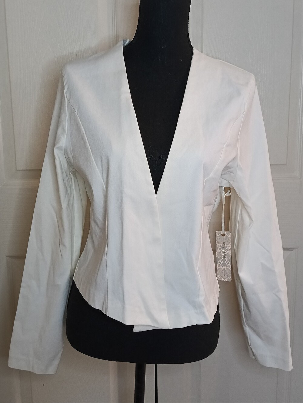iris White V-Neck Open Front Blazer‎ Jacket